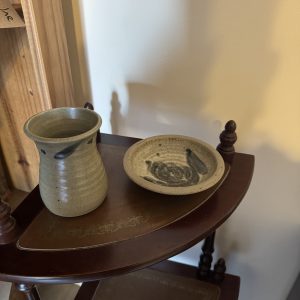 Hand made studio pottery creamer and saucer