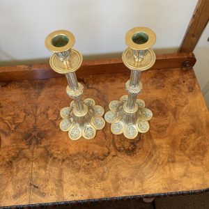 Pair of Brass Gothic Revival Candlesticks holders