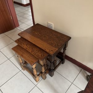 Set of three oak nesting tables