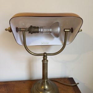 Vintage Amber Shaded Bankers Lamp