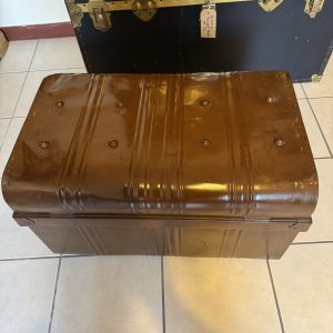Vintage metal travel trunk