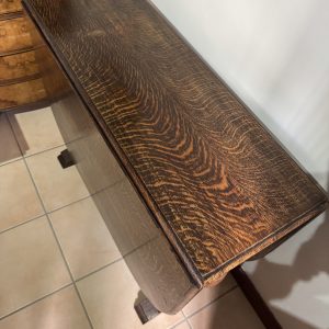 Antique Tiger Oak drop leaf gated leg kitchen table