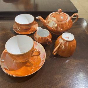 Iridescent Orange Lustware Tea set