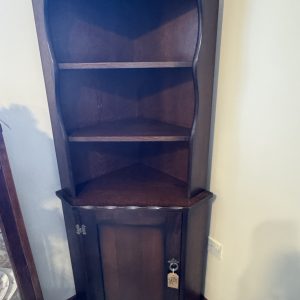 Vintage Dark Wood Corner cabinet with carved details