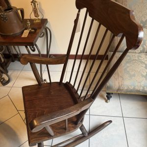 Vintage oak wooden spindled back rocking chair