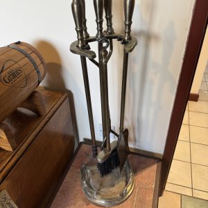 Victorian era brass 5 piece fire companion set