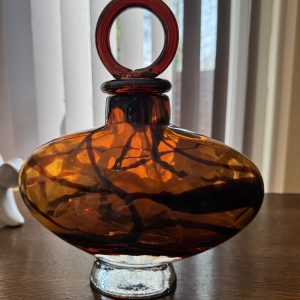 Vintage Tortoise Shell Glass Decanter with stopper
