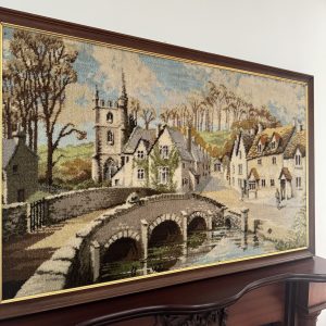 Very large vintage tapestry framed artwork