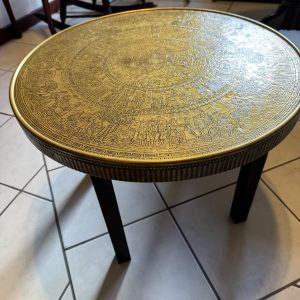Antique Egyptian Revival engraved brass topped table
