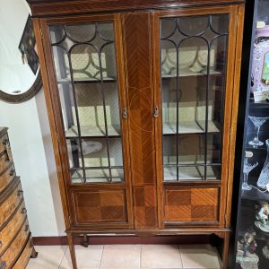 Edwardian mahogany and satin wood display cabinet