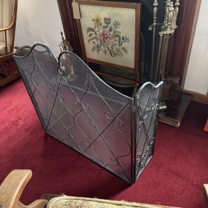 Antique Folding Wrought iron fire screen