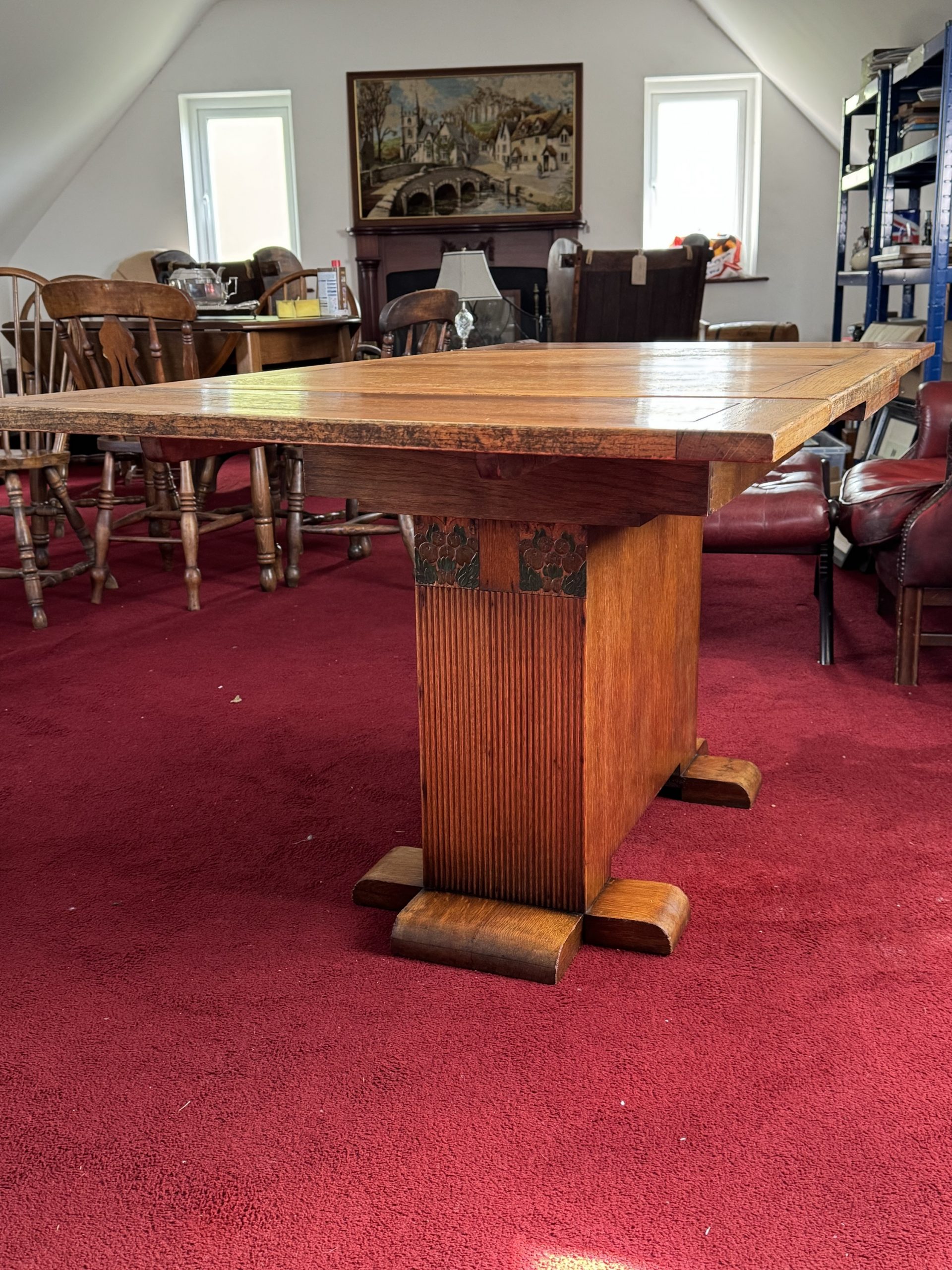 Vintage Ebenezer Gomme (G-Plan) oak pedestal dining table