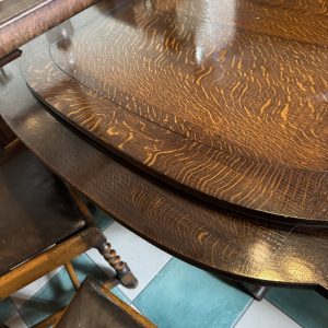Antique 1900’s Tiger Striped Oak Draw Leaf Expanding Dining Room Table