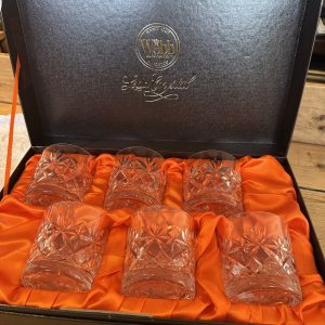 Boxes set of Thomas Webb Crystal Cut Whisky Decanter and 6 Tumblers