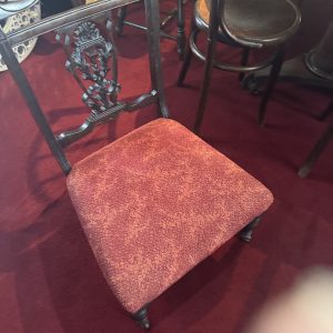 An Ebonised  Victorian Side Chair with Red upholstery